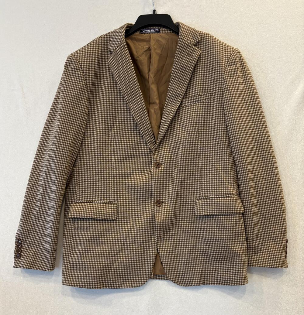 PJ Paul Jones Blazer Mens XL Brown Check 2 Button Notch Lapel Sport Coat Jacket
